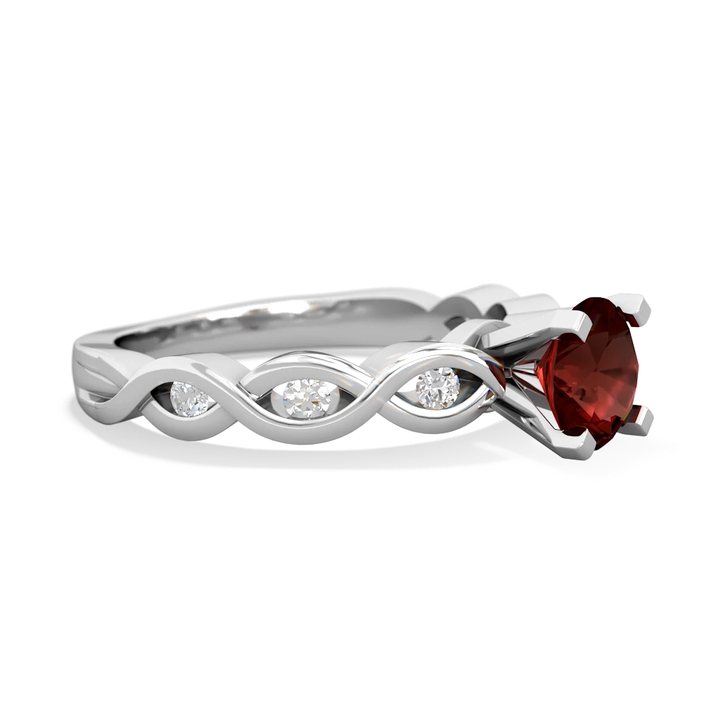 Garnet Infinity 6Mm Round Engagement 14K White Gold ring R26316RD