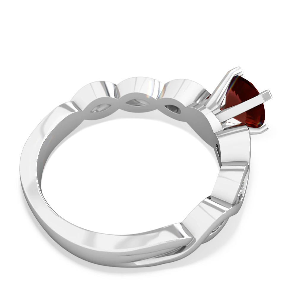 Garnet Infinity 6Mm Round Engagement 14K White Gold ring R26316RD