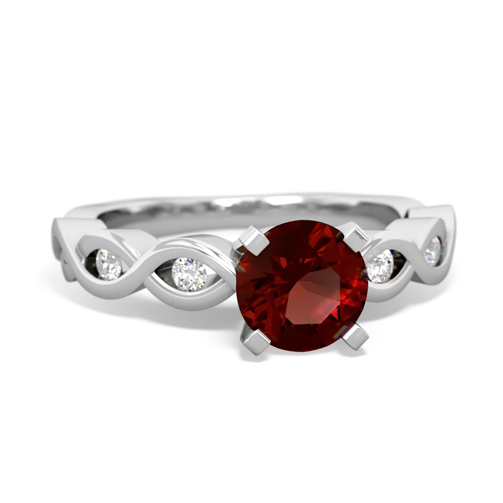 Garnet Infinity 6Mm Round Engagement 14K White Gold ring R26316RD