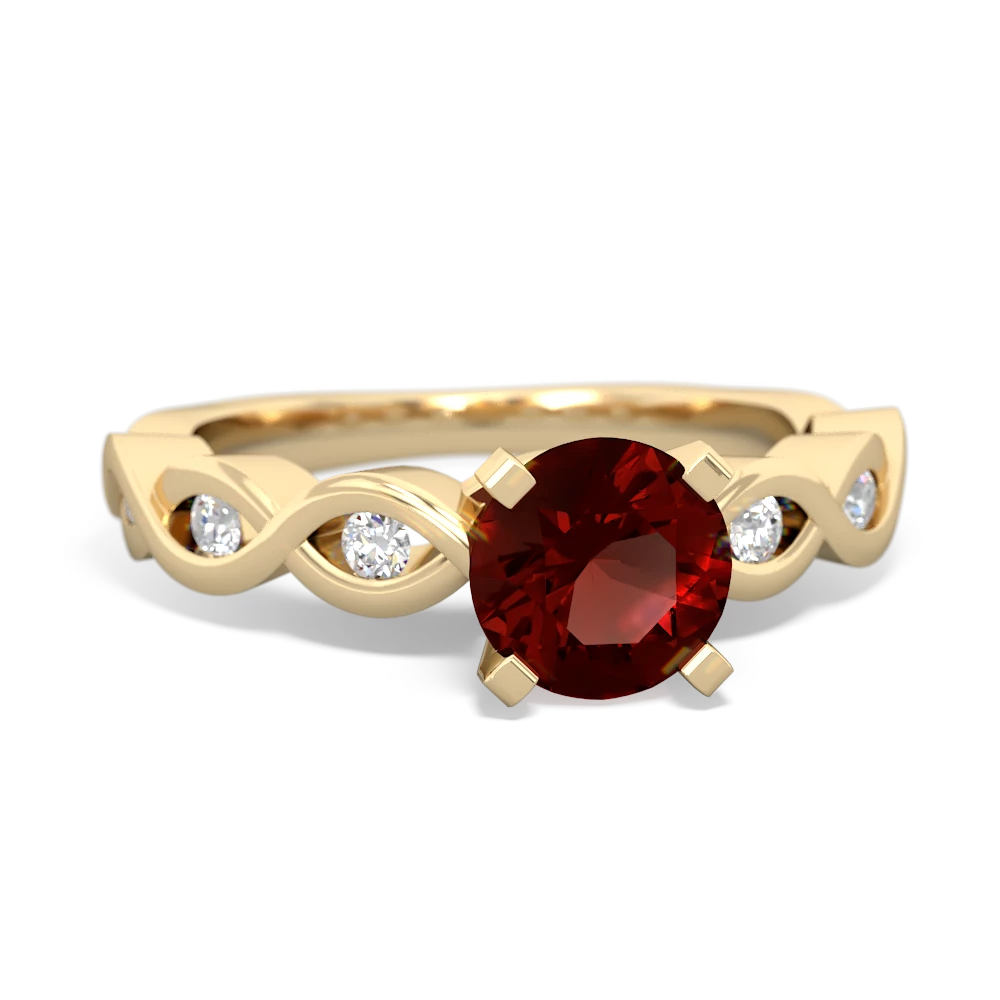 Garnet Infinity 6Mm Round Engagement 14K Yellow Gold ring R26316RD