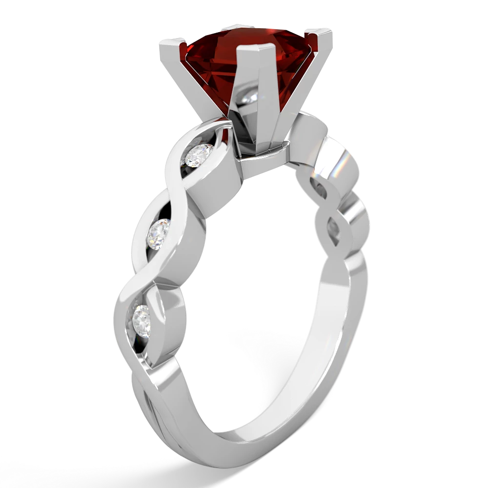 Garnet Infinity 6Mm Princess Engagement 14K White Gold ring R26316SQ