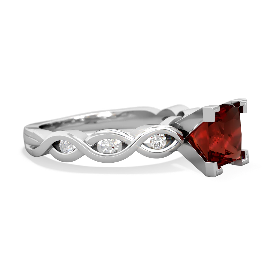 Garnet Infinity 6Mm Princess Engagement 14K White Gold ring R26316SQ