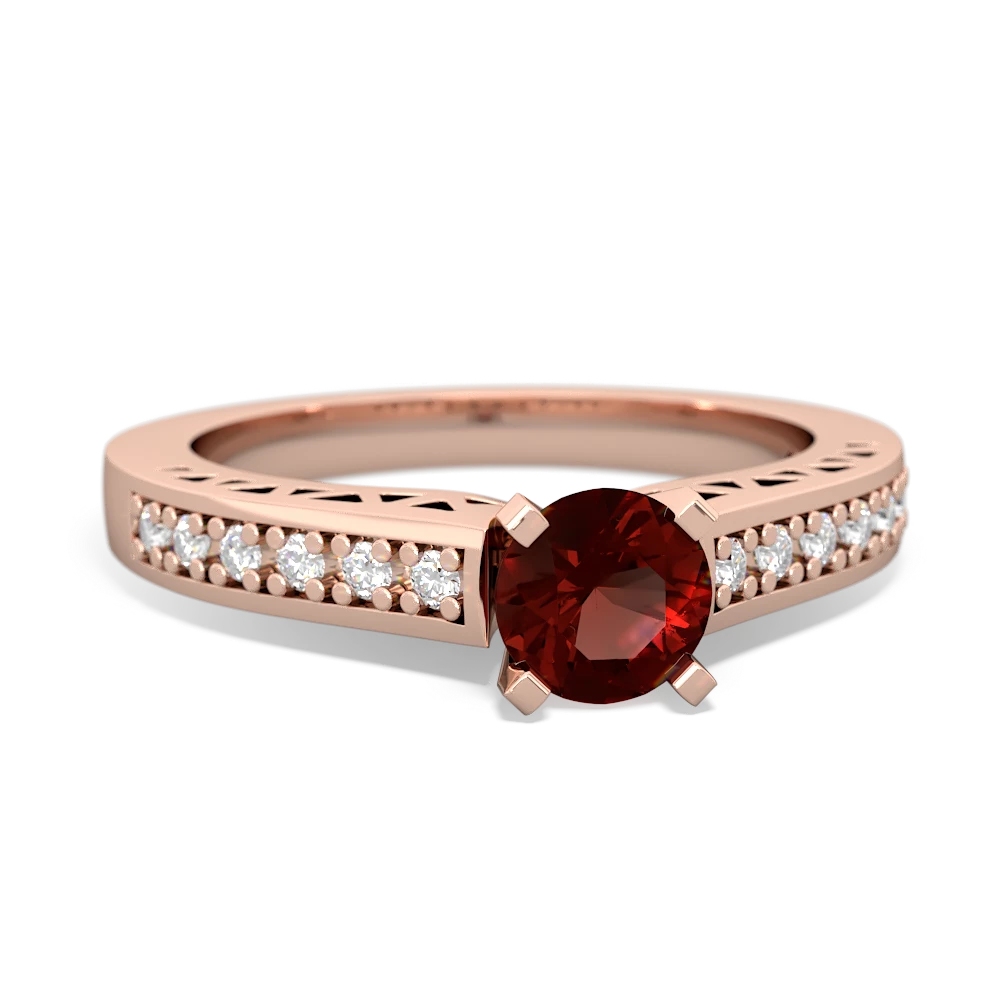 Garnet Art Deco Engagement 5Mm Round 14K Rose Gold ring R26355RD