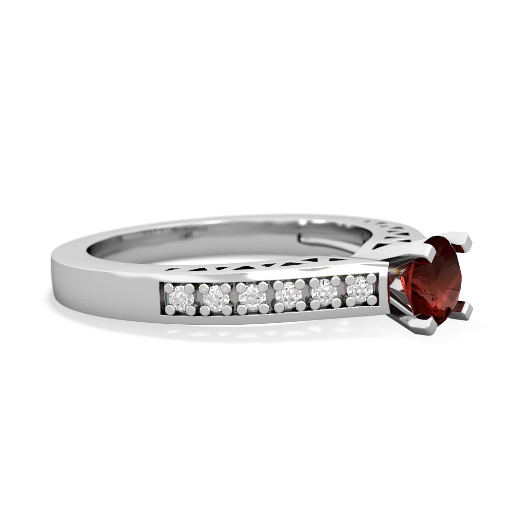 Garnet Art Deco Engagement 5Mm Round 14K White Gold ring R26355RD