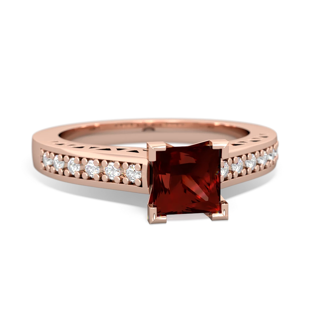 Garnet Art Deco Engagement 5Mm Square 14K Rose Gold ring R26355SQ