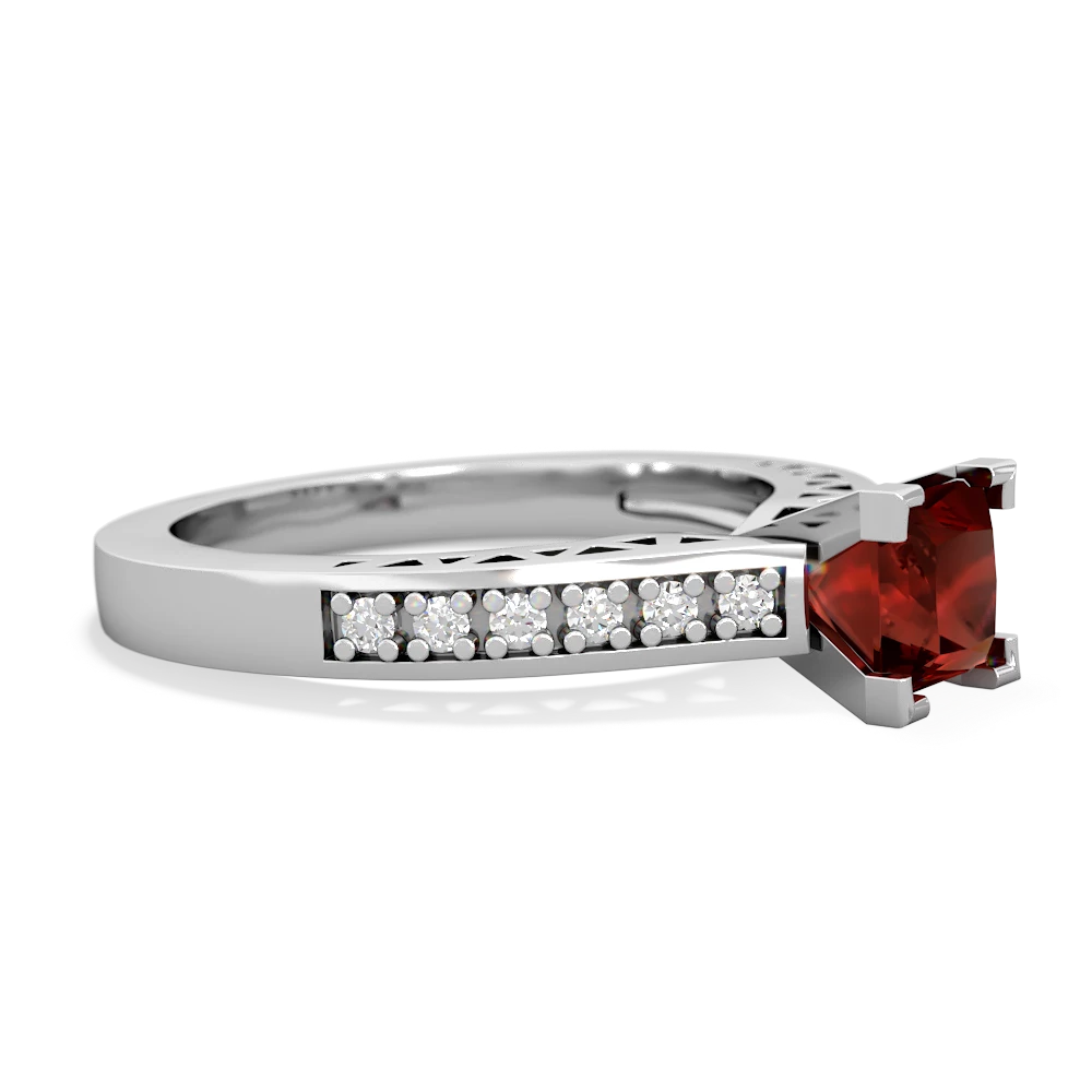 Garnet Art Deco Engagement 5Mm Square 14K White Gold ring R26355SQ