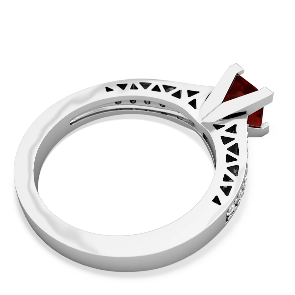 Garnet Art Deco Engagement 5Mm Square 14K White Gold ring R26355SQ