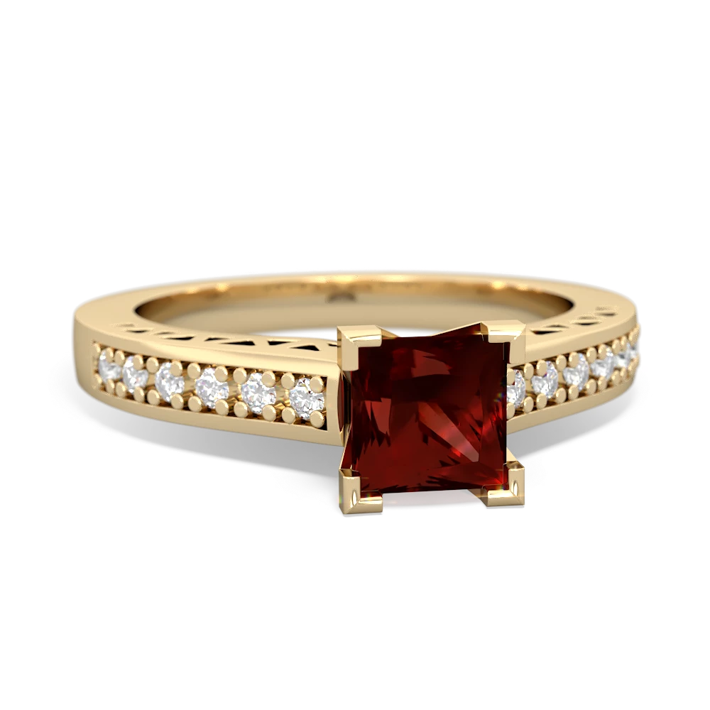 Garnet Art Deco Engagement 5Mm Square 14K Yellow Gold ring R26355SQ