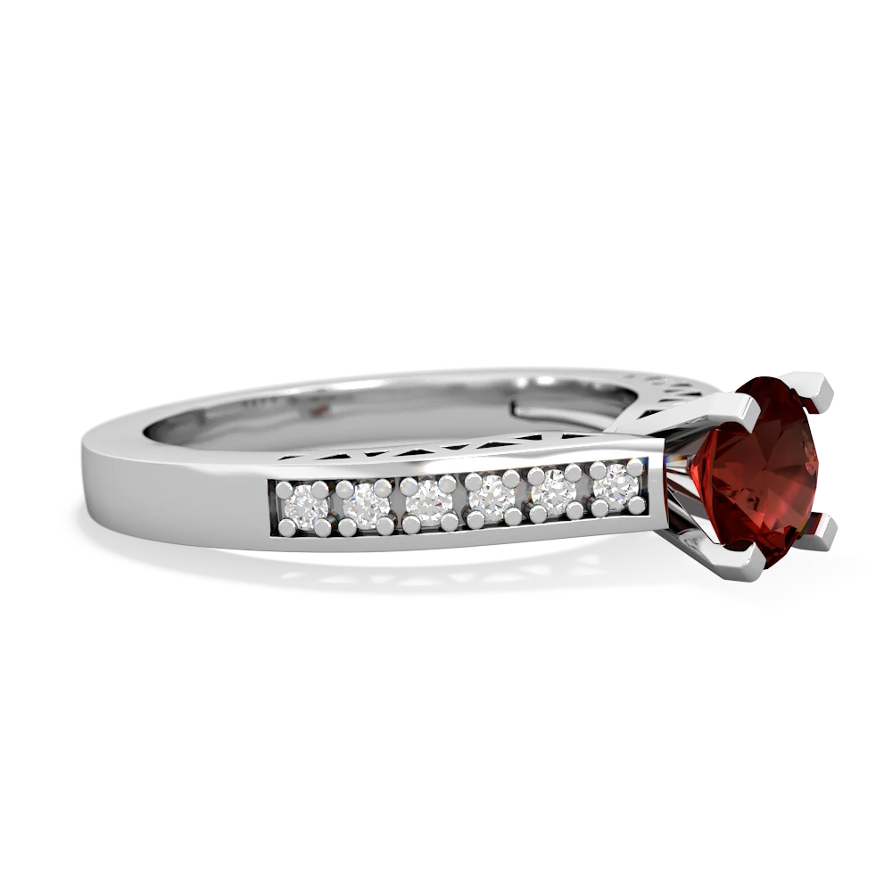 Garnet Art Deco Engagement 6Mm Round 14K White Gold ring R26356RD