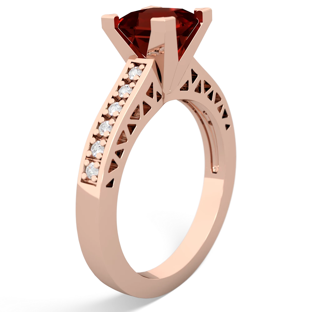 Garnet Art Deco Engagement 6Mm Princess 14K Rose Gold ring R26356SQ