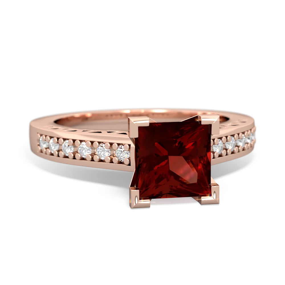 Garnet Art Deco Engagement 6Mm Princess 14K Rose Gold ring R26356SQ