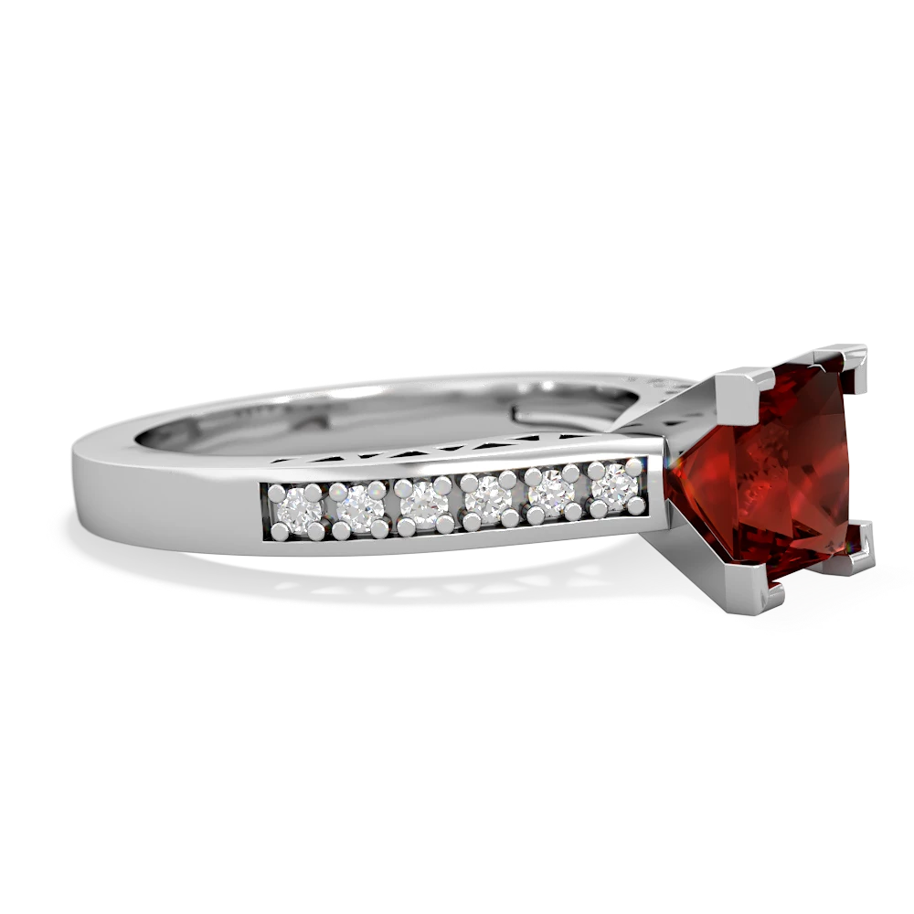 Garnet Art Deco Engagement 6Mm Princess 14K White Gold ring R26356SQ