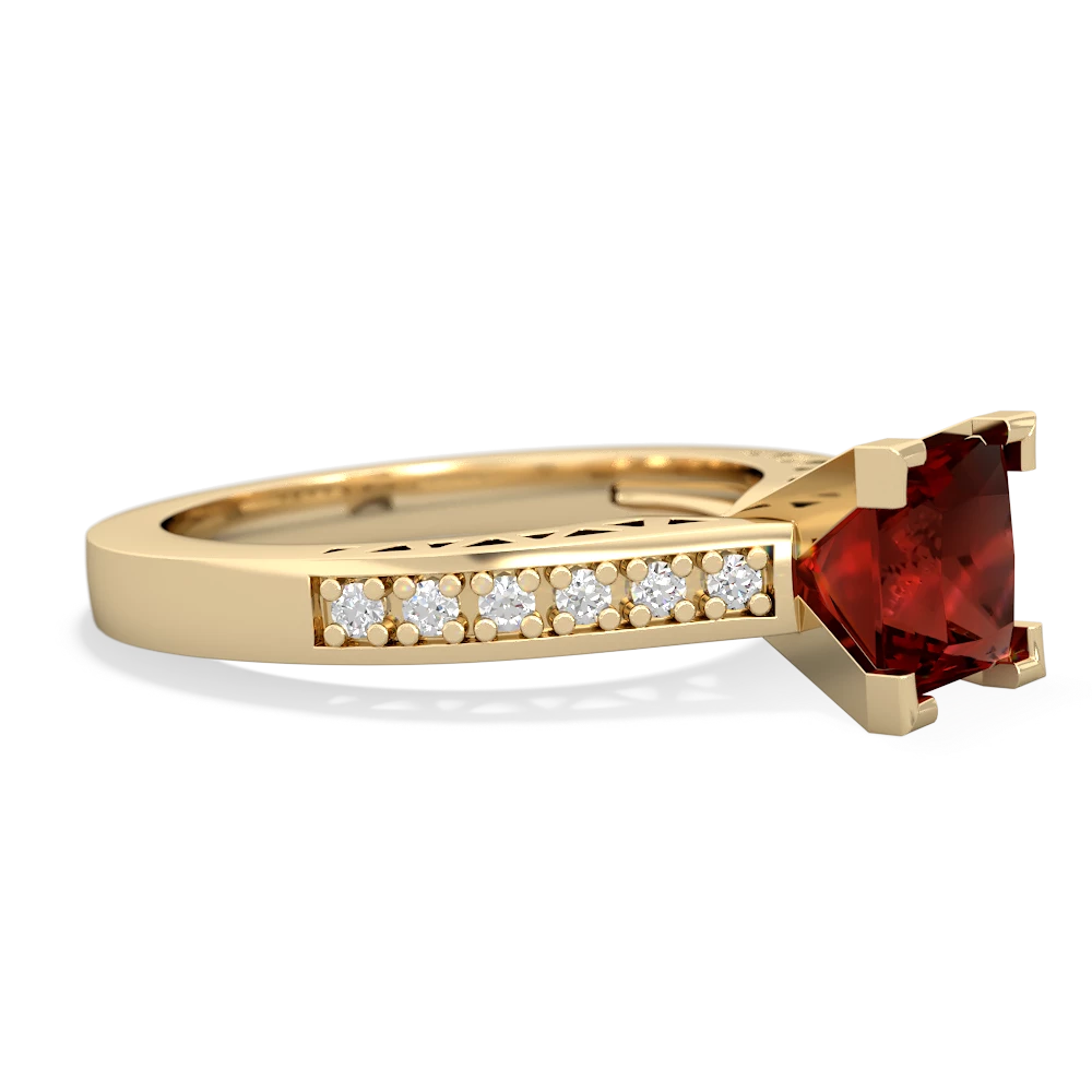 Garnet Art Deco Engagement 6Mm Princess 14K Yellow Gold ring R26356SQ