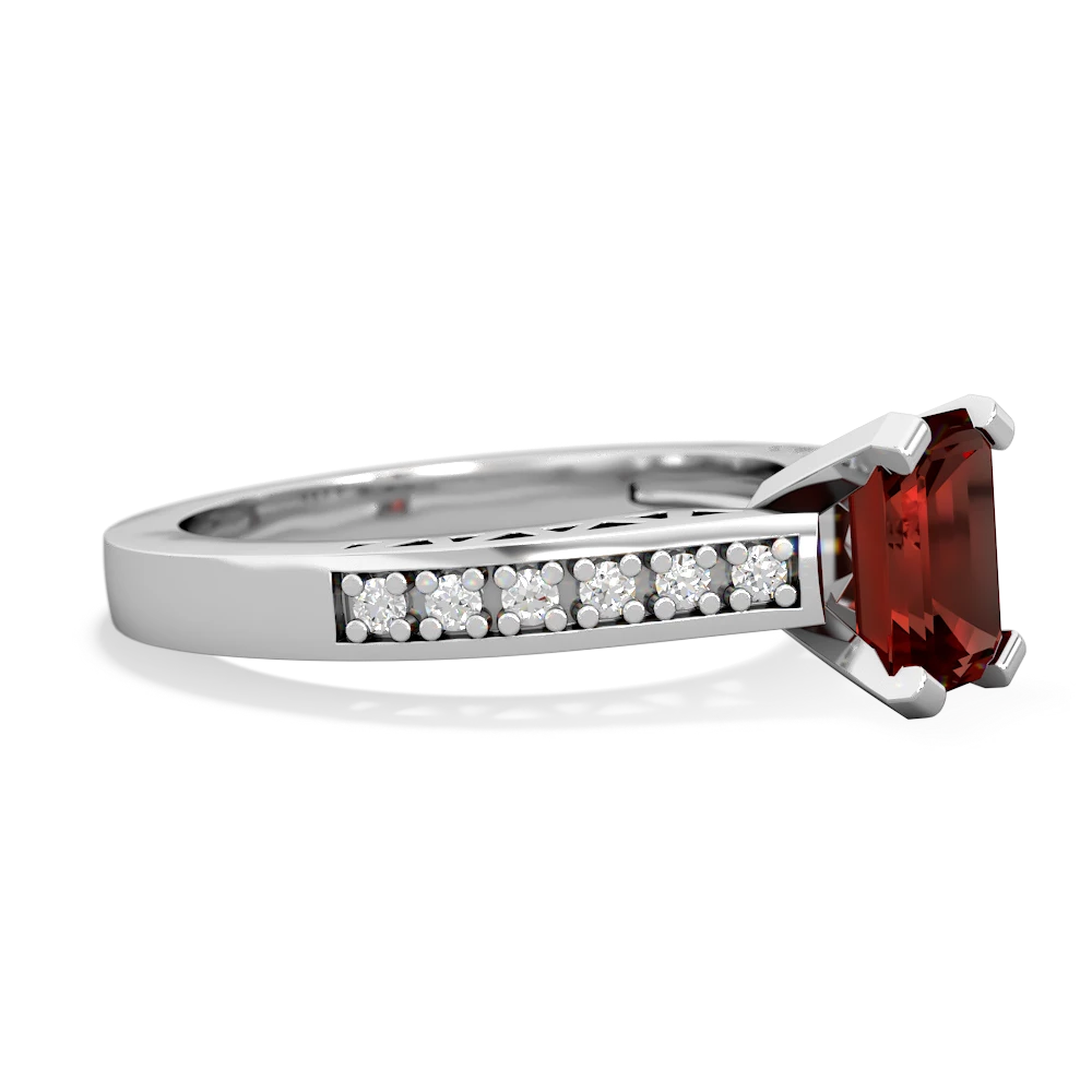 Garnet Art Deco Engagement 7X5mm Emerald-Cut 14K White Gold ring R26357EM