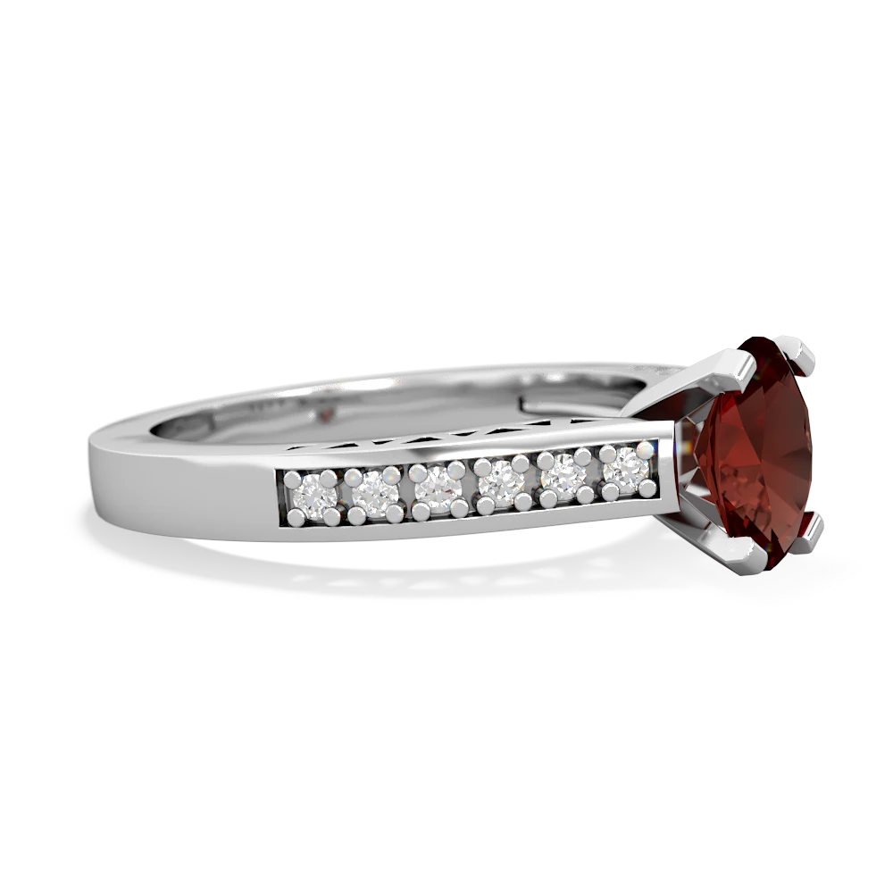 Garnet Art Deco Engagement 7X5mm Oval 14K White Gold ring R26357VL