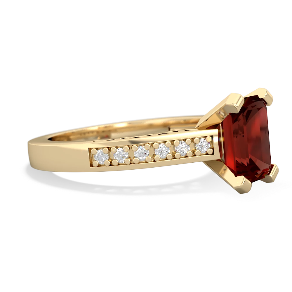 Garnet Art Deco Engagement 8X6mm Emerald-Cut 14K Yellow Gold ring R26358EM