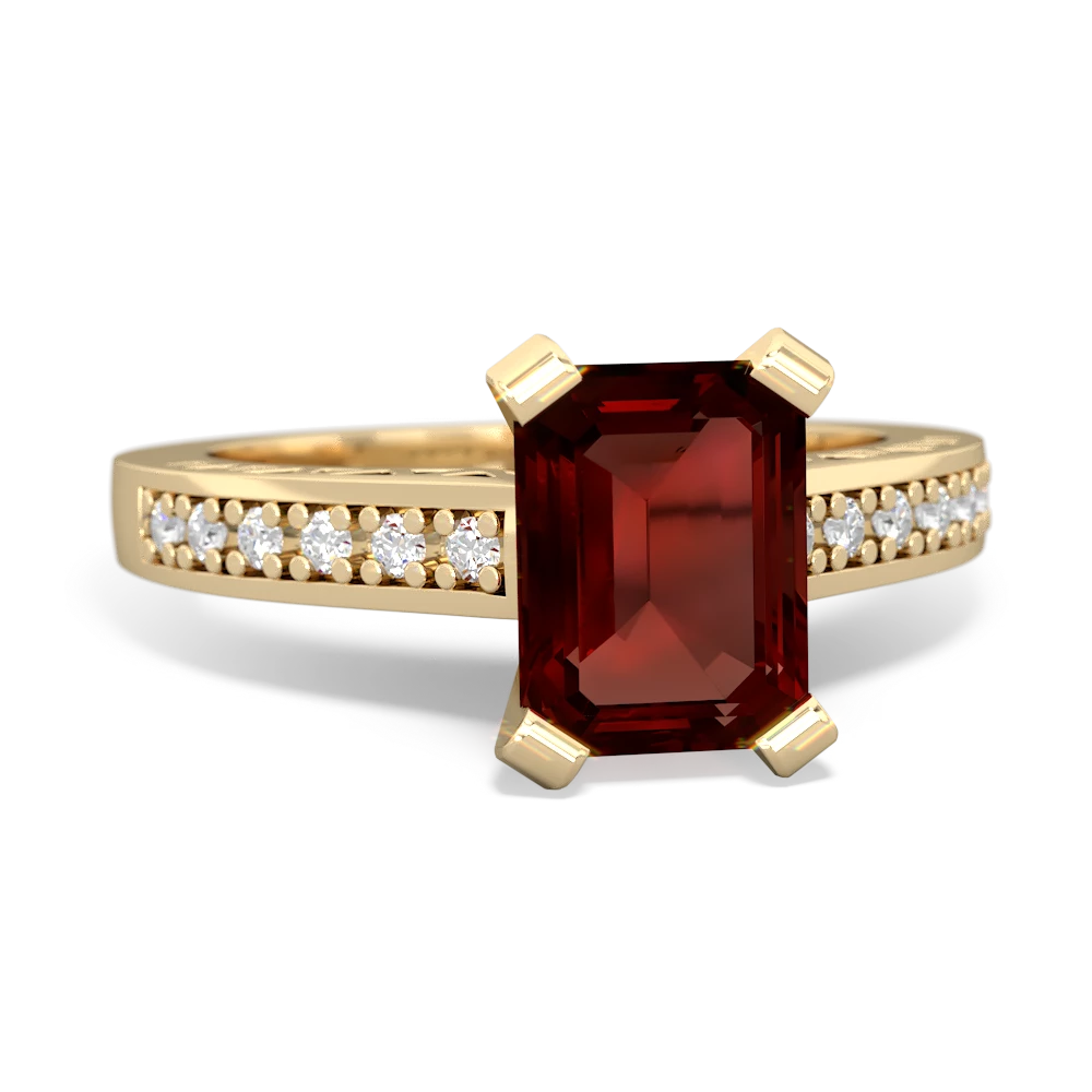 Garnet Art Deco Engagement 8X6mm Emerald-Cut 14K Yellow Gold ring R26358EM