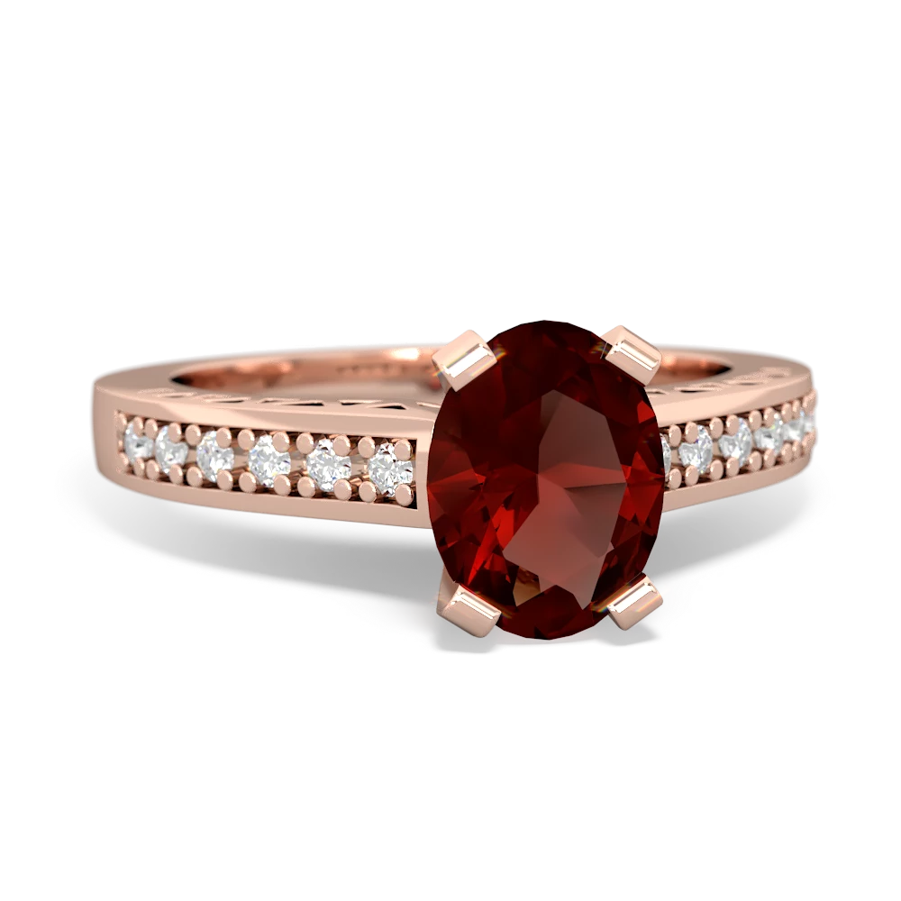 Garnet Art Deco Engagement 8X6mm Oval 14K Rose Gold ring R26358VL