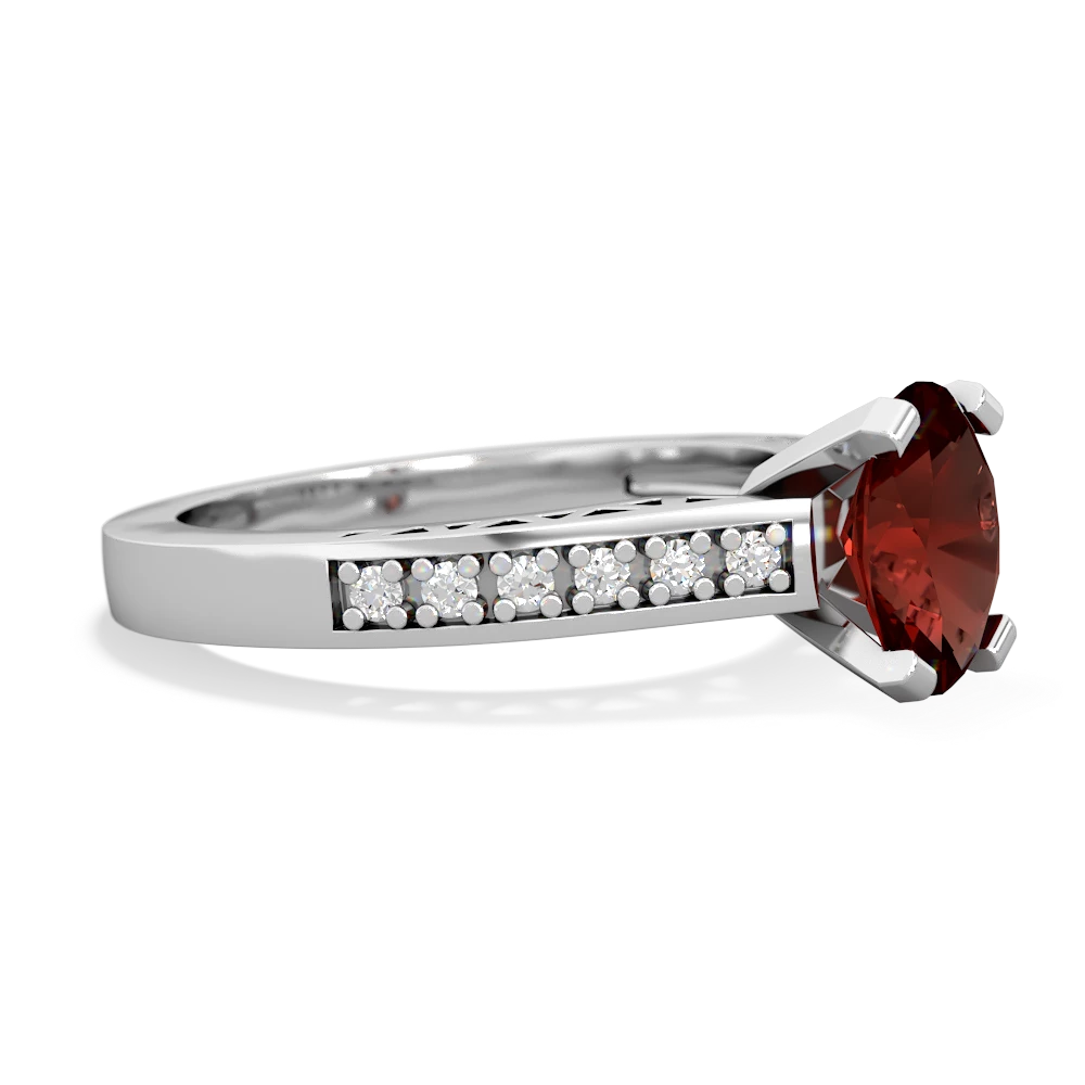 Garnet Art Deco Engagement 8X6mm Oval 14K White Gold ring R26358VL