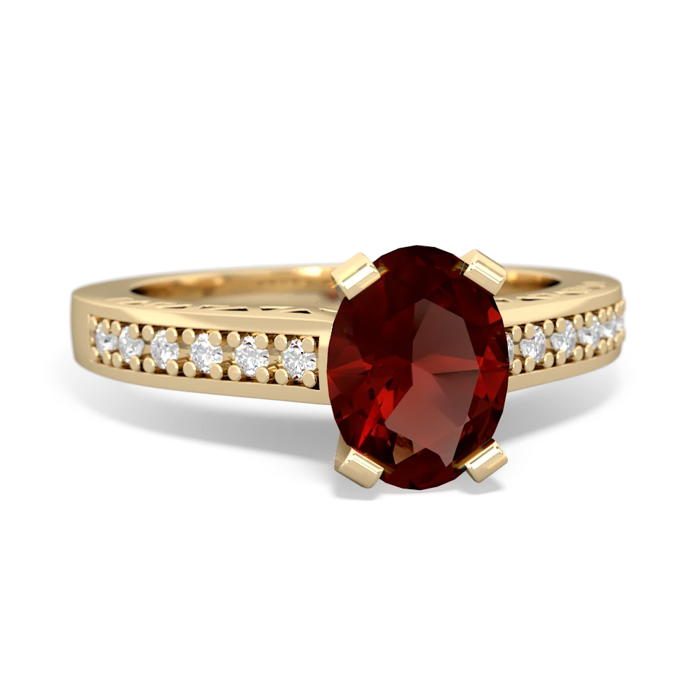 Garnet Art Deco Engagement 8X6mm Oval 14K Yellow Gold ring R26358VL