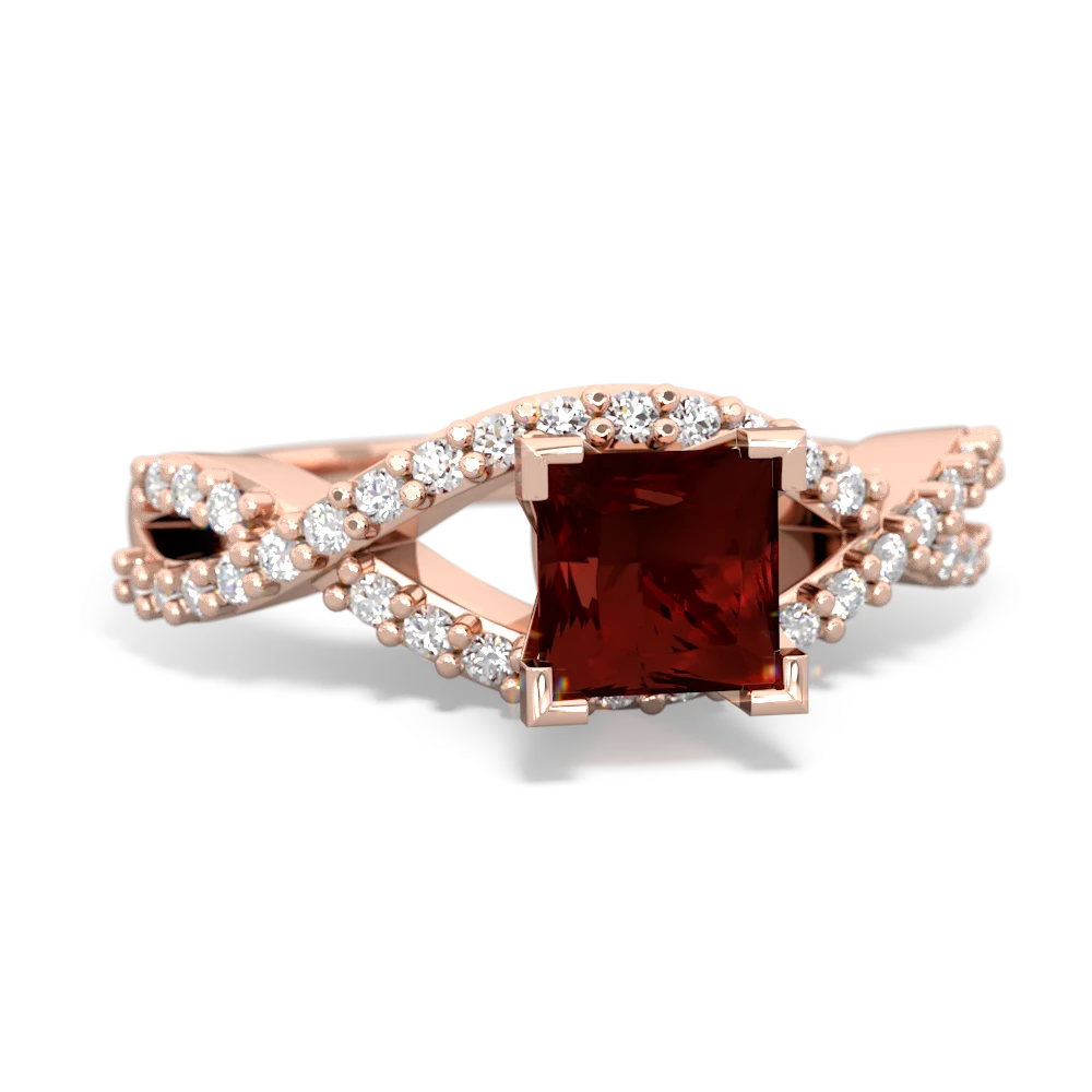 Garnet Diamond Twist 14K Rose Gold ring R26405SQ - front view