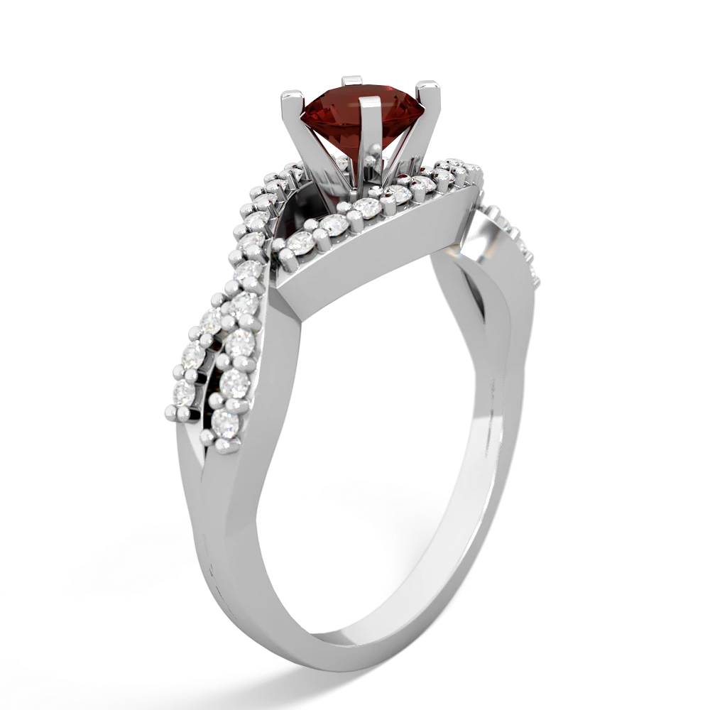 Garnet Diamond Twist 5Mm Round Engagment  14K White Gold ring R26405RD