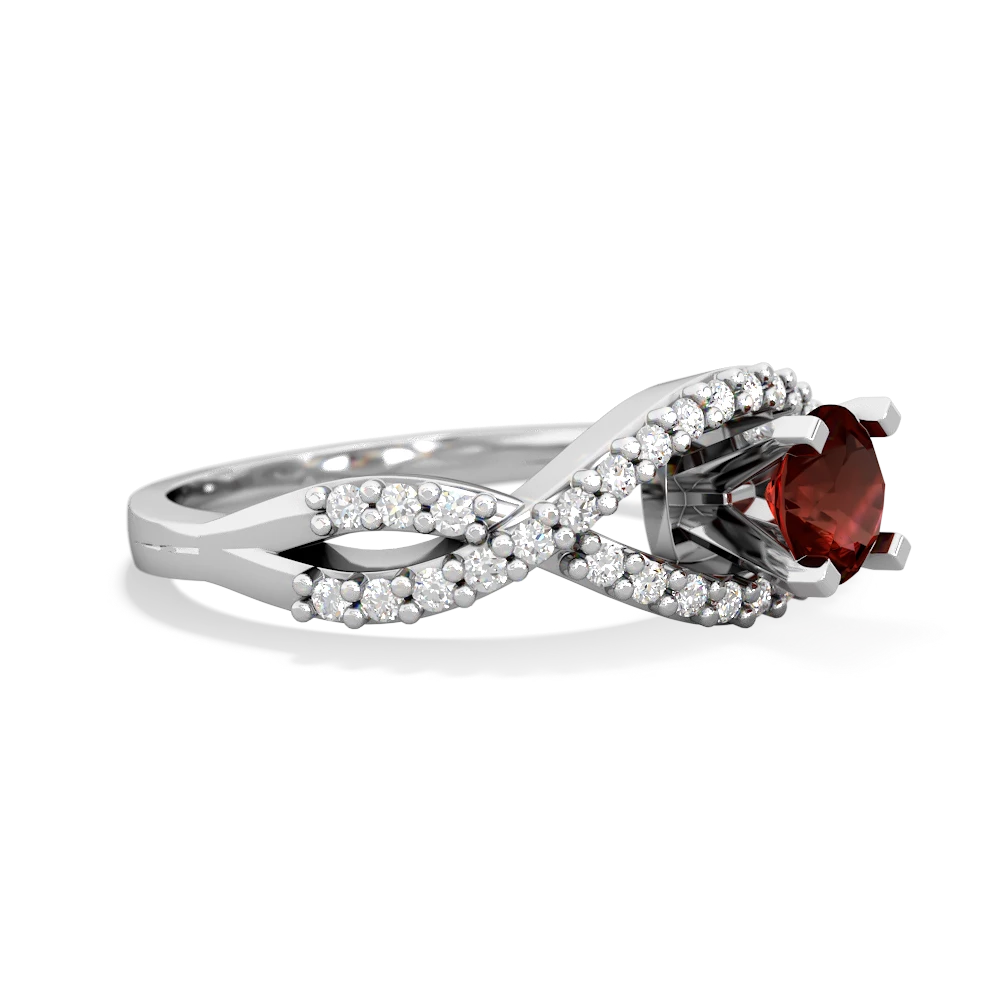 Garnet Diamond Twist 5Mm Round Engagment  14K White Gold ring R26405RD