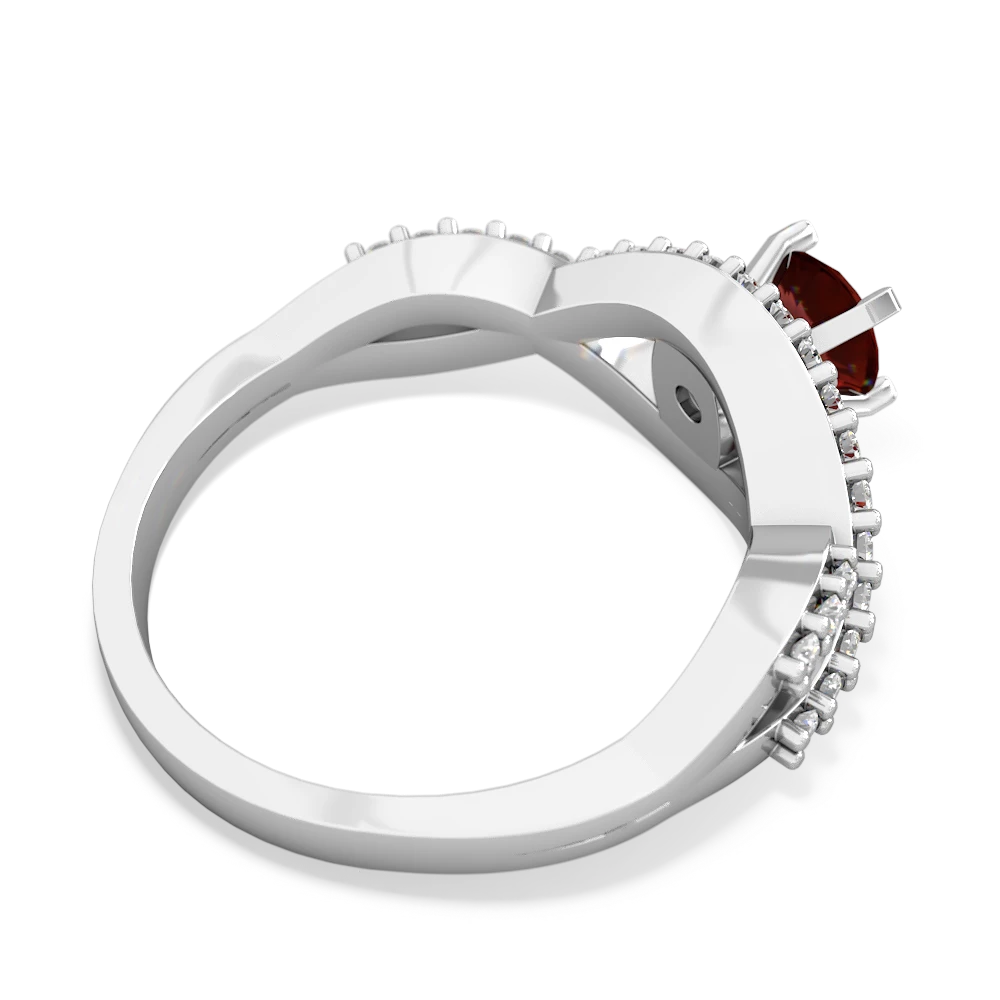Garnet Diamond Twist 5Mm Round Engagment  14K White Gold ring R26405RD