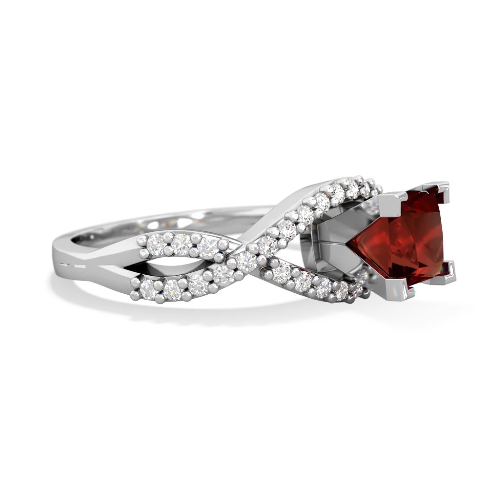 Garnet Diamond Twist 5Mm Square Engagment  14K White Gold ring R26405SQ