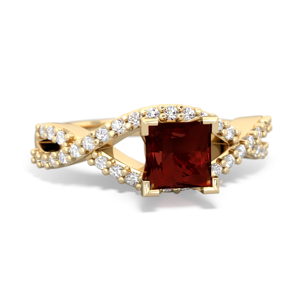 Garnet Diamond Twist 5Mm Square Engagment  14K Yellow Gold ring R26405SQ