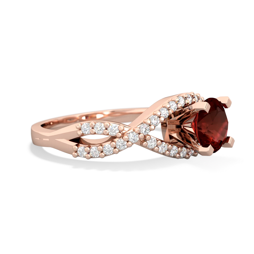 Garnet Diamond Twist 6Mm Round Engagment  14K Rose Gold ring R26406RD