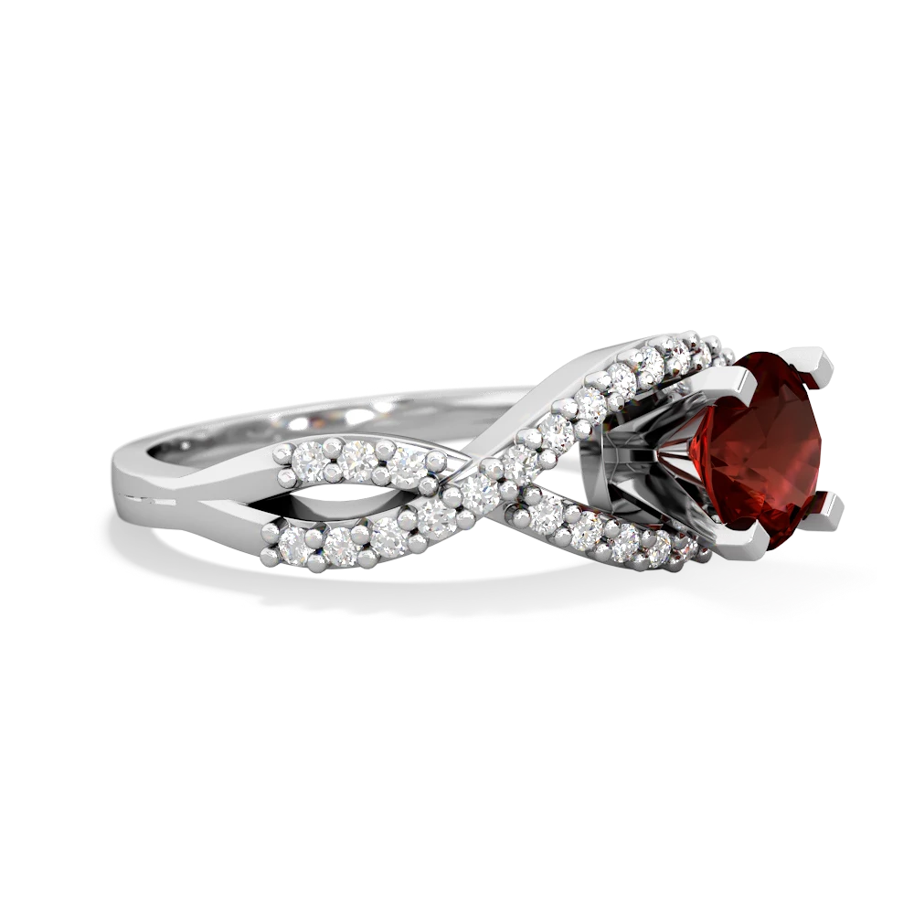 Garnet Diamond Twist 6Mm Round Engagment  14K White Gold ring R26406RD