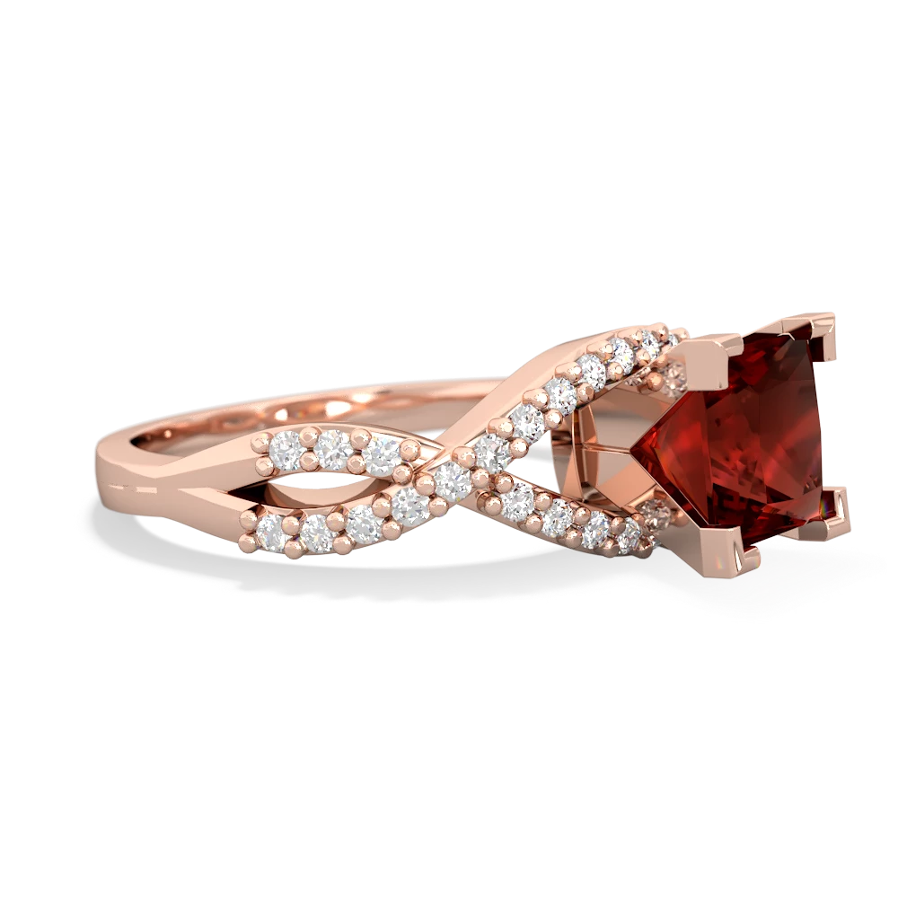 Garnet Diamond Twist 6Mm Princess Engagment  14K Rose Gold ring R26406SQ