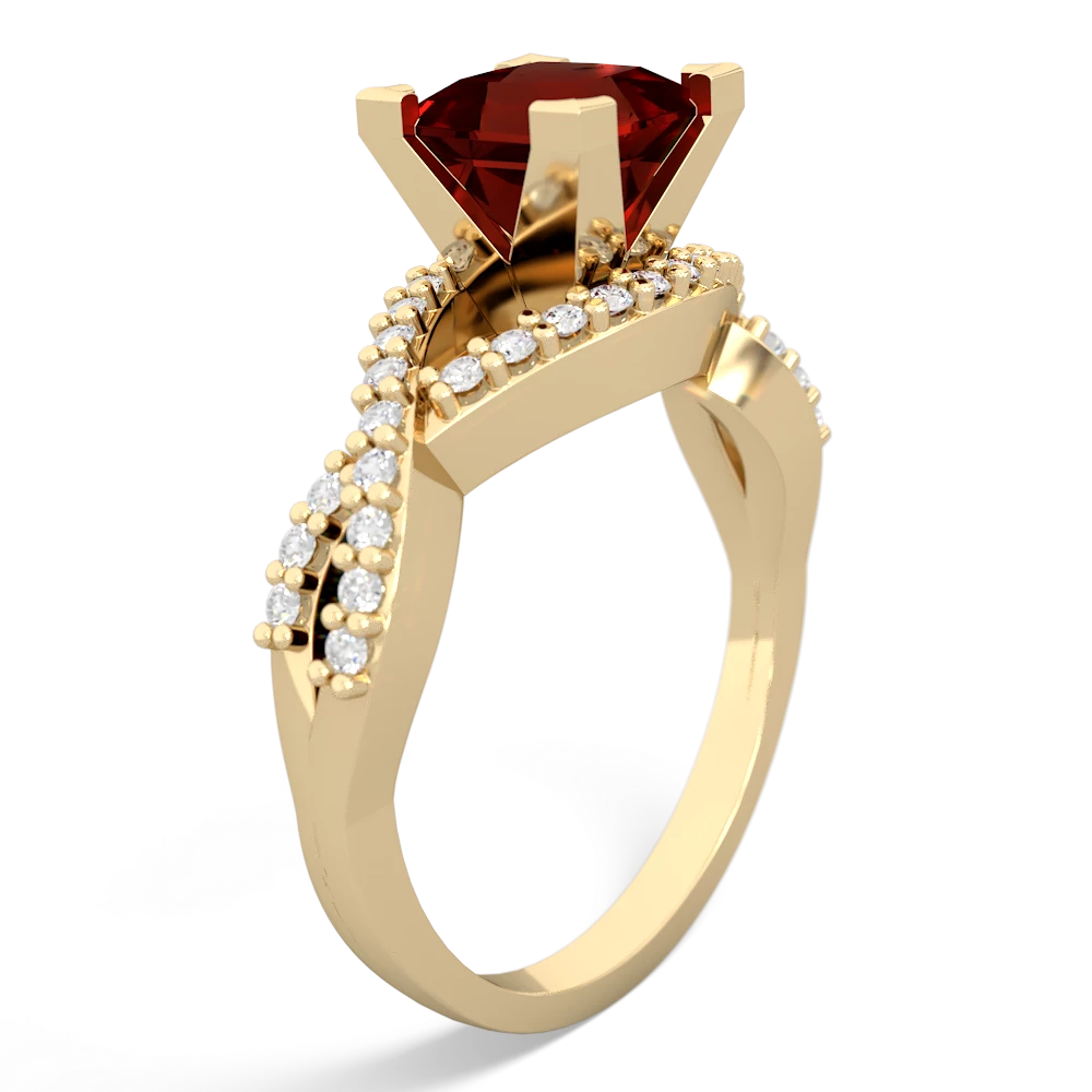 Garnet Diamond Twist 6Mm Princess Engagment  14K Yellow Gold ring R26406SQ