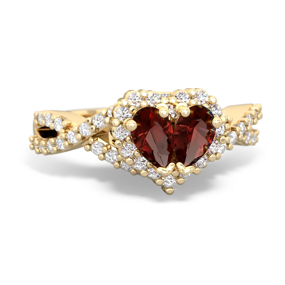 Garnet Diamond Twist 'One Heart' 14K Yellow Gold ring R2640HRT