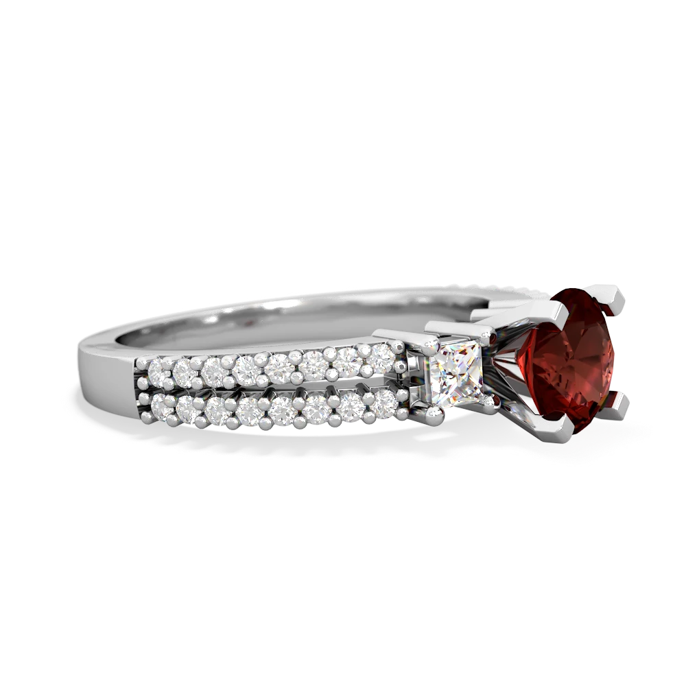 Garnet Classic 6Mm Round Engagement 14K White Gold ring R26436RD
