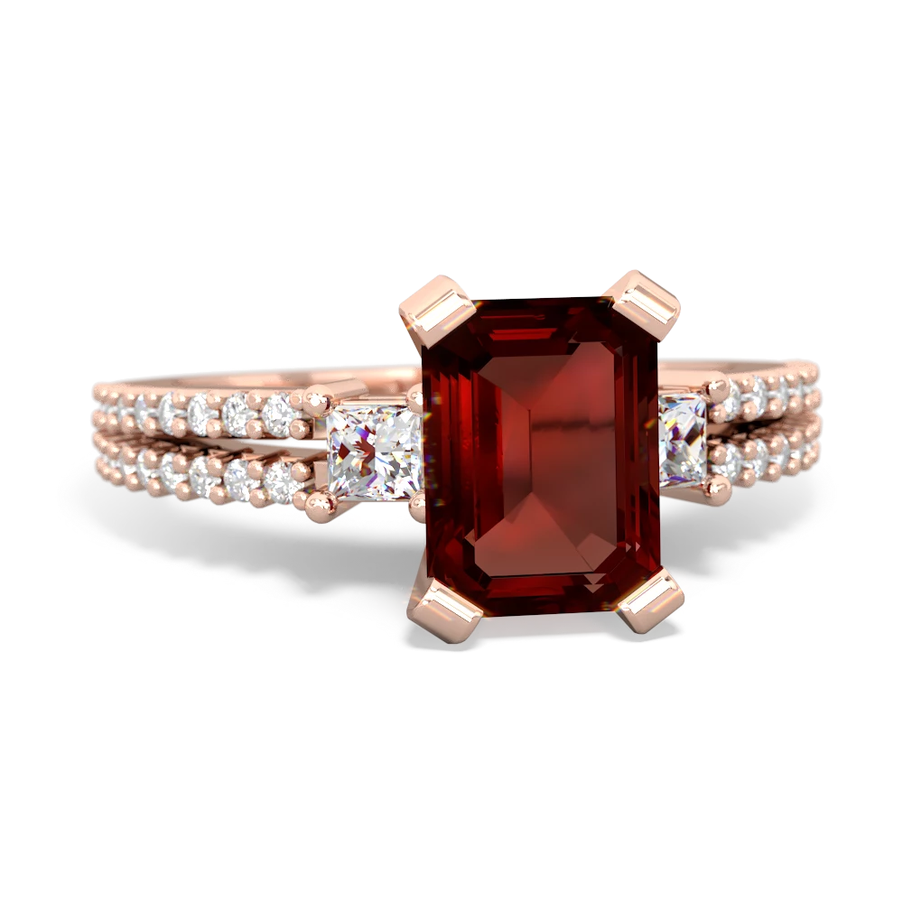 Garnet Classic 8X6mm Emerald-Cut Engagement 14K Rose Gold ring R26438EM