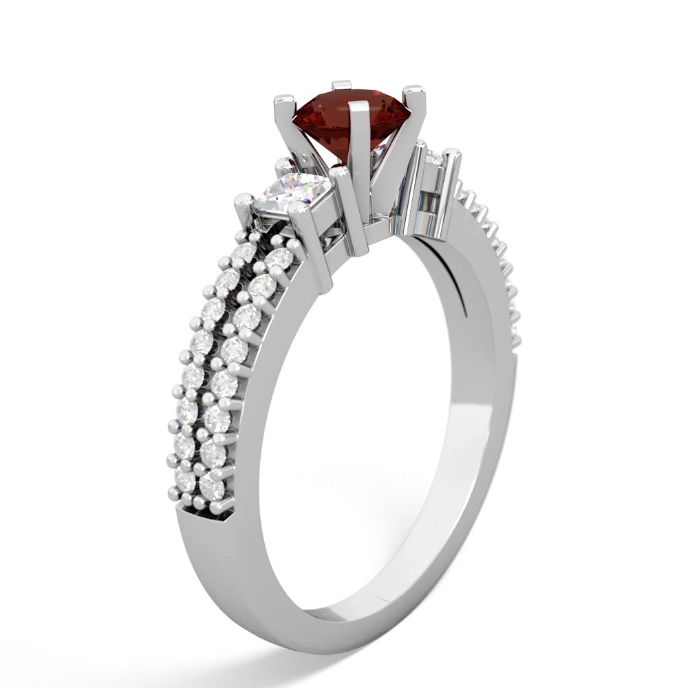 Garnet Classic 5Mm Round Engagement 14K White Gold ring R26435RD