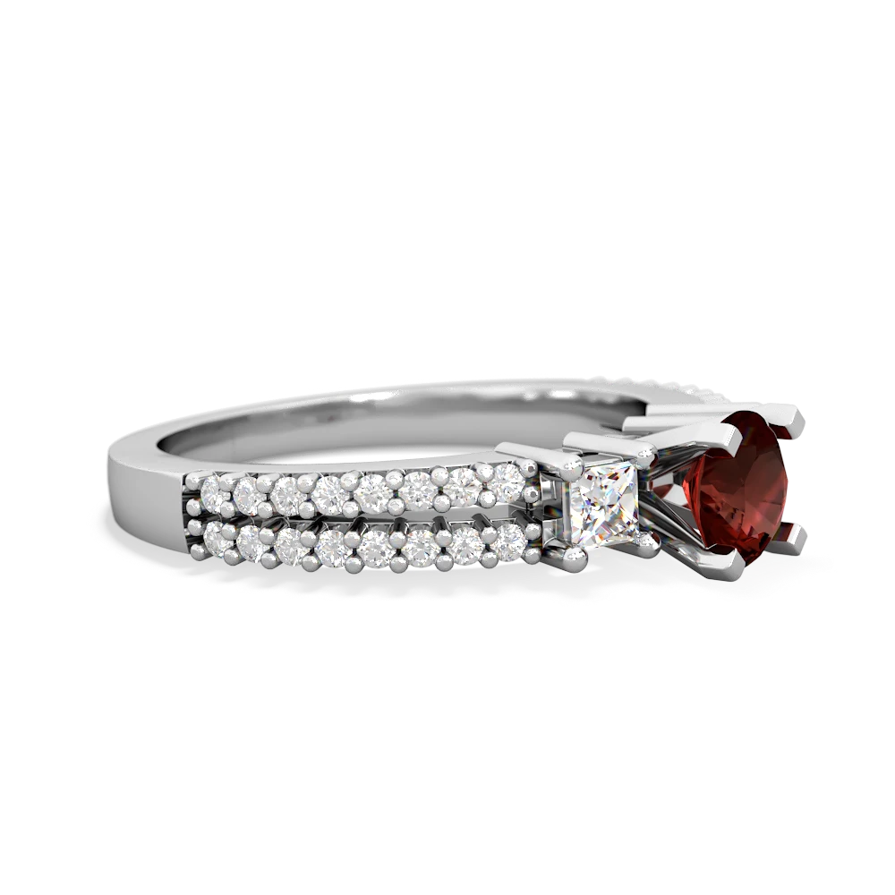 Garnet Classic 5Mm Round Engagement 14K White Gold ring R26435RD