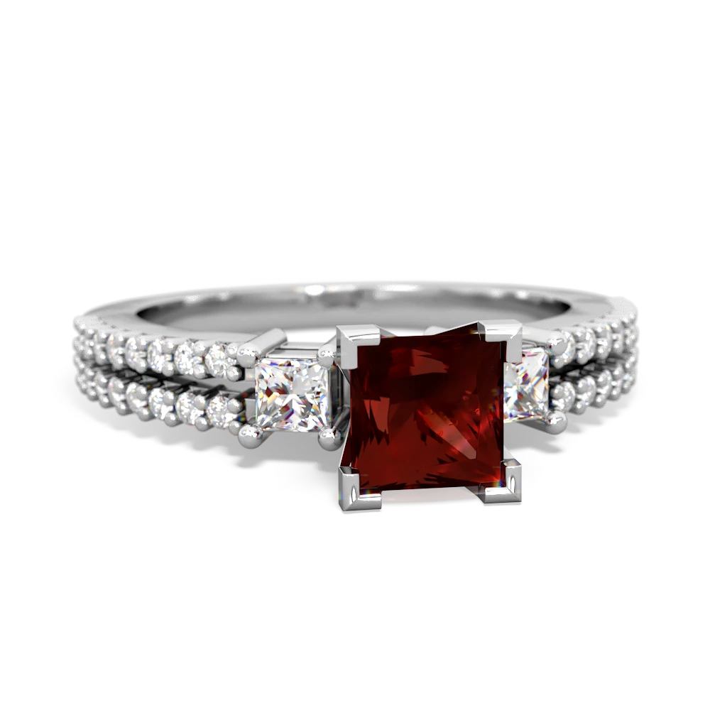 Garnet Classic 5Mm Square Engagement 14K White Gold ring R26435SQ