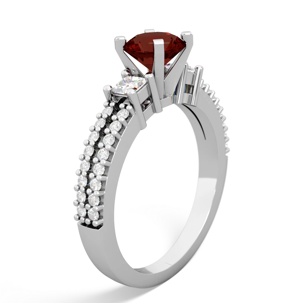 Garnet Classic 6Mm Round Engagement 14K White Gold ring R26436RD