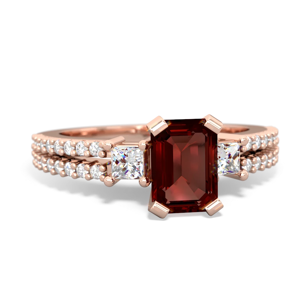 Garnet Classic 7X5mm Emerald-Cut Engagement 14K Rose Gold ring R26437EM