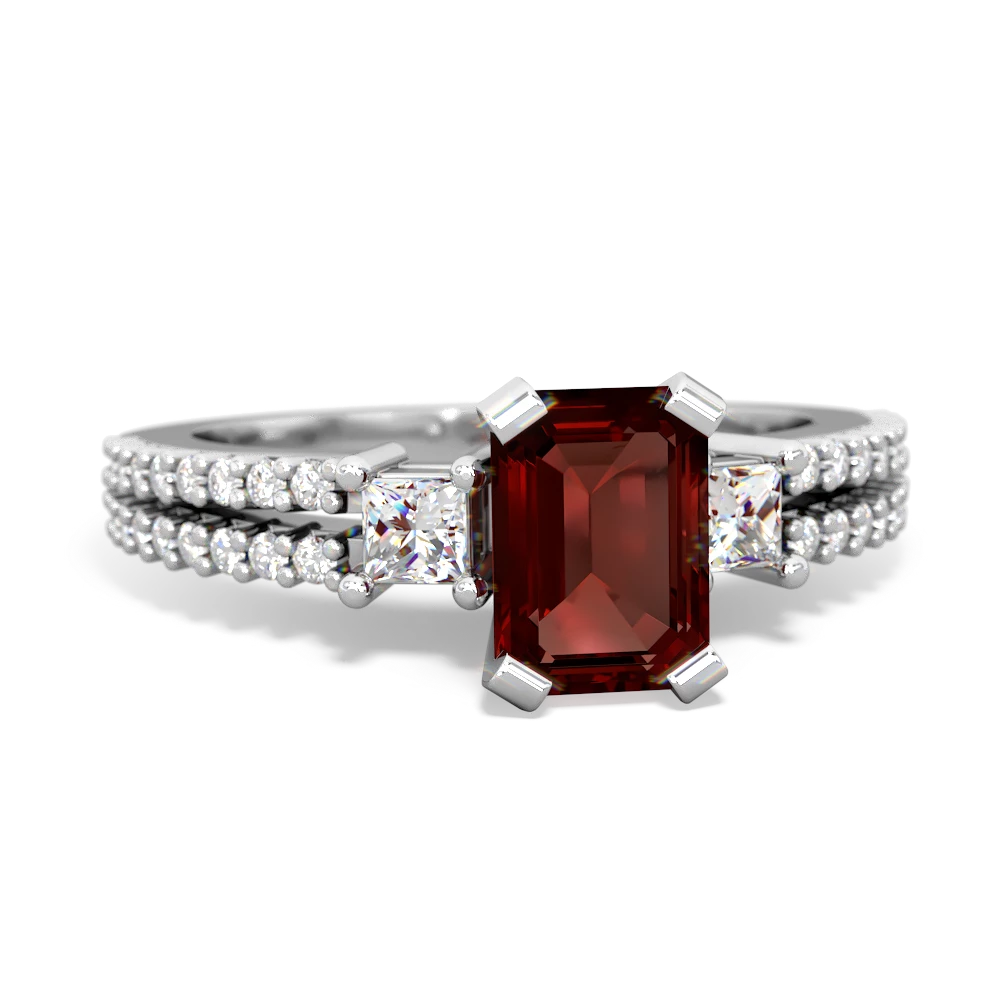 Garnet Classic 7X5mm Emerald-Cut Engagement 14K White Gold ring R26437EM