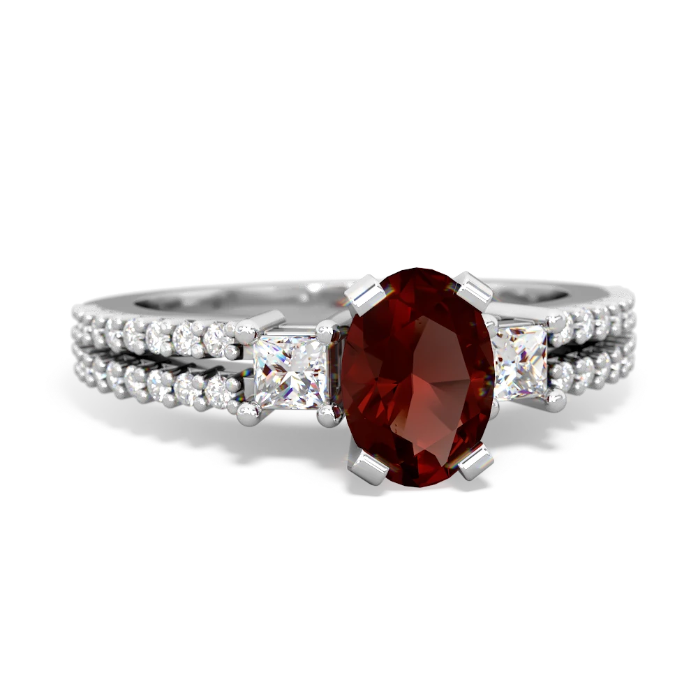 Garnet Classic 7X5mm Oval Engagement 14K White Gold ring R26437VL