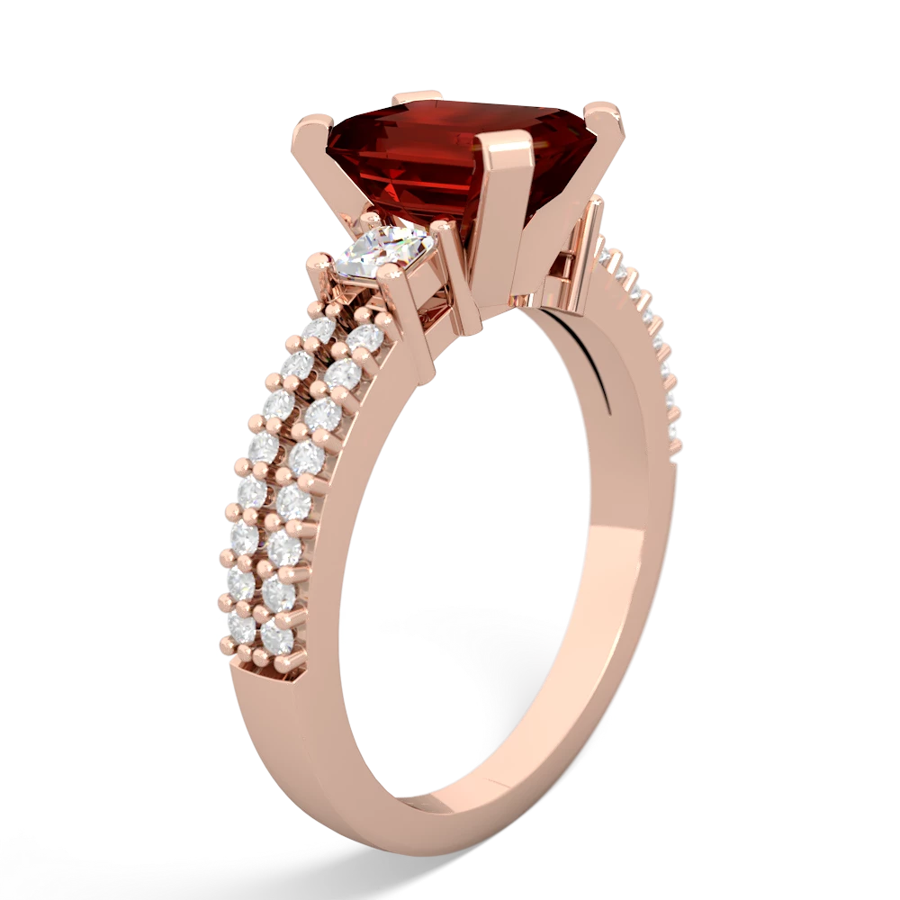 Garnet Classic 8X6mm Emerald-Cut Engagement 14K Rose Gold ring R26438EM