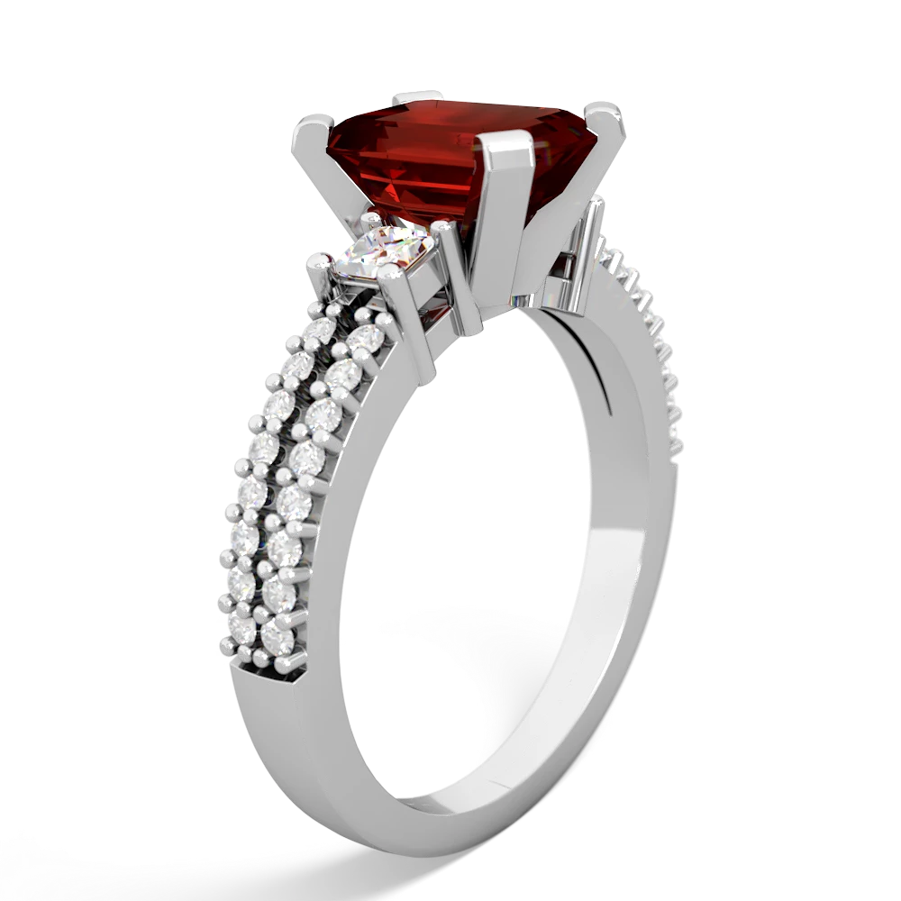 Garnet Classic 8X6mm Emerald-Cut Engagement 14K White Gold ring R26438EM