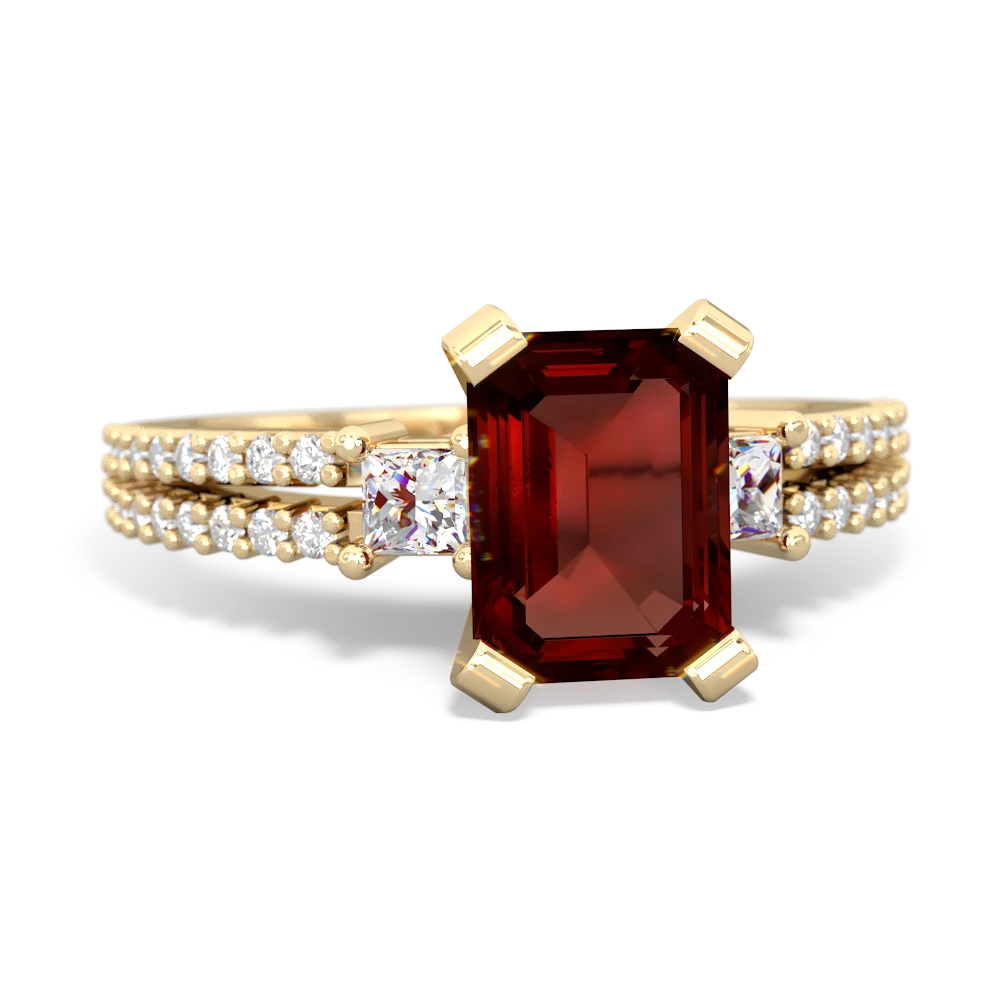 Garnet Classic 8X6mm Emerald-Cut Engagement 14K Yellow Gold ring R26438EM