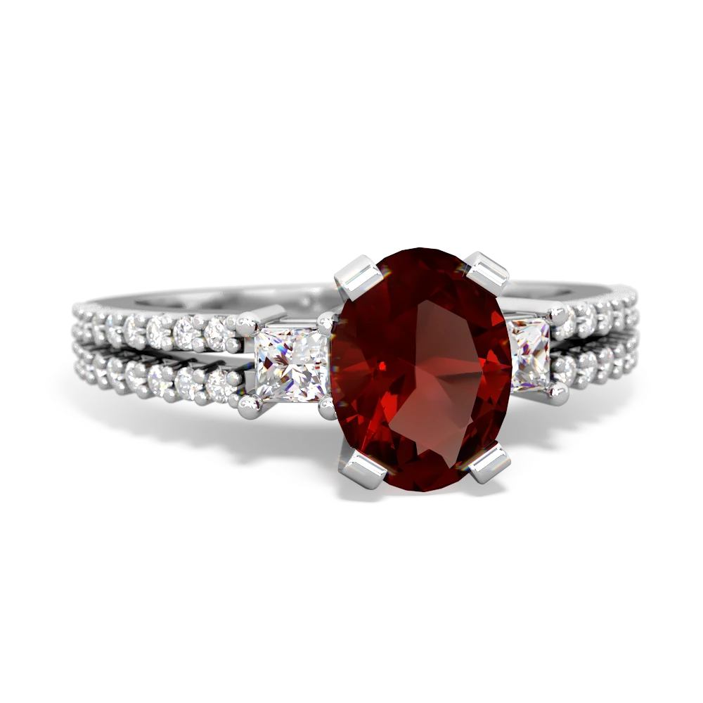 Garnet Classic 8X6mm Oval Engagement 14K White Gold ring R26438VL