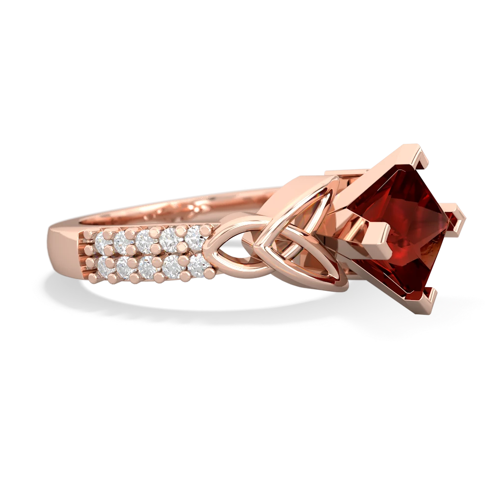 Garnet Celtic Knot 6Mm Princess Engagement 14K Rose Gold ring R26446SQ