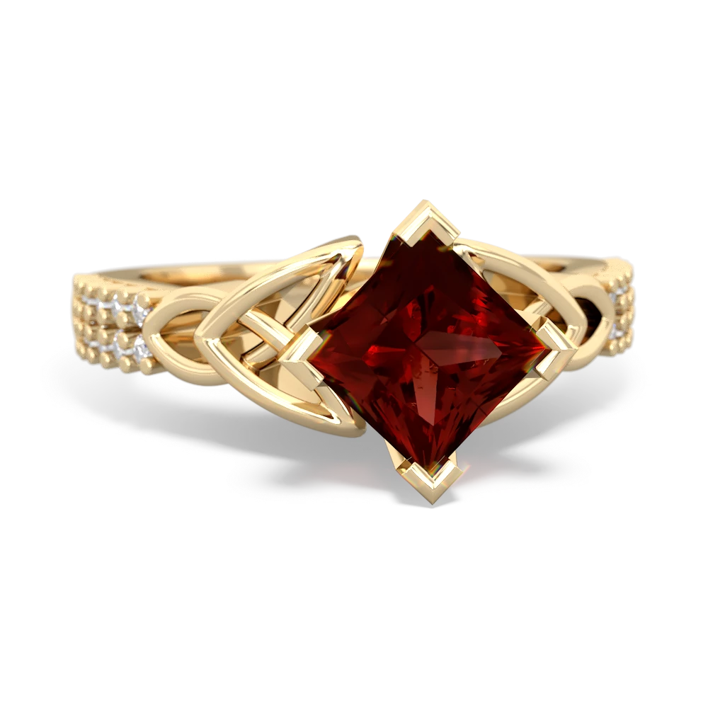 Garnet Celtic Knot Engagement 14K Yellow Gold ring R26446SQ - front view
